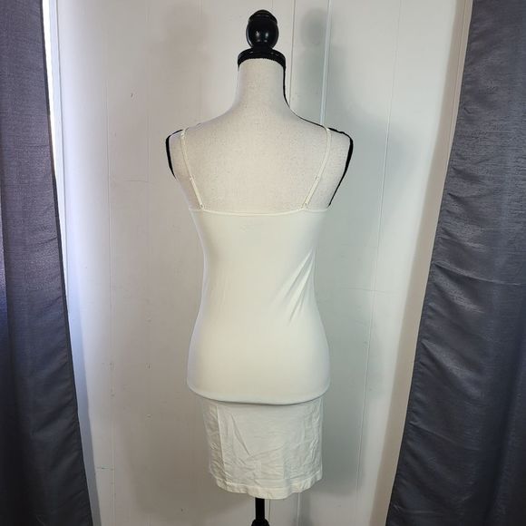 FREE PEOPLE White Seamless Stretch Slip Tank Dress Size Medium Large - Picture 4 of 4